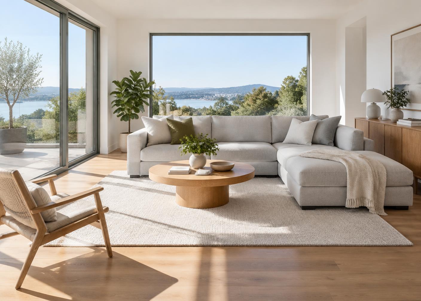 Frisch gereinigtes, helles Wohnzimmer